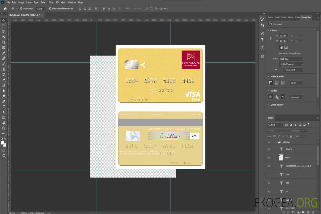Carte de débit visa CBIC de Grenade template